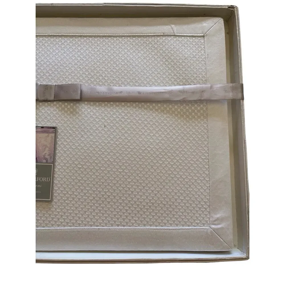New in Box -4 Waterford Placemats Crosshaven White Satin Basketweave